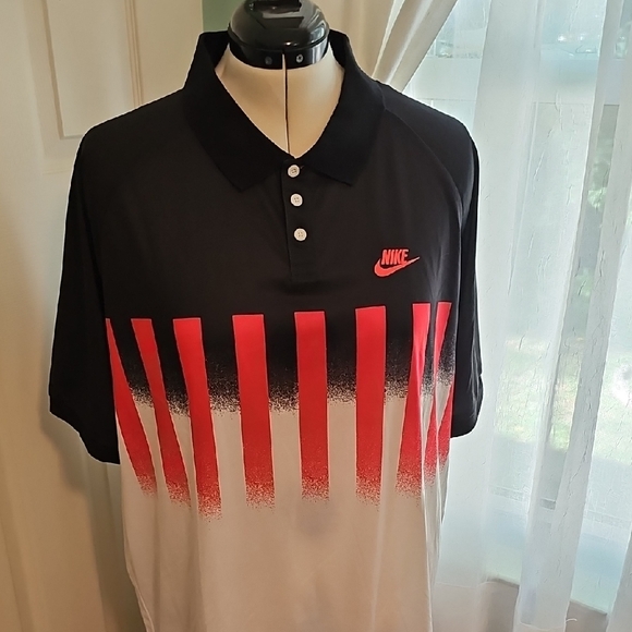 Nike Other - Nike Men's NSW Agassi Tennis 1990 Re-Issue Polo Ember Glow Black, Red, White XL